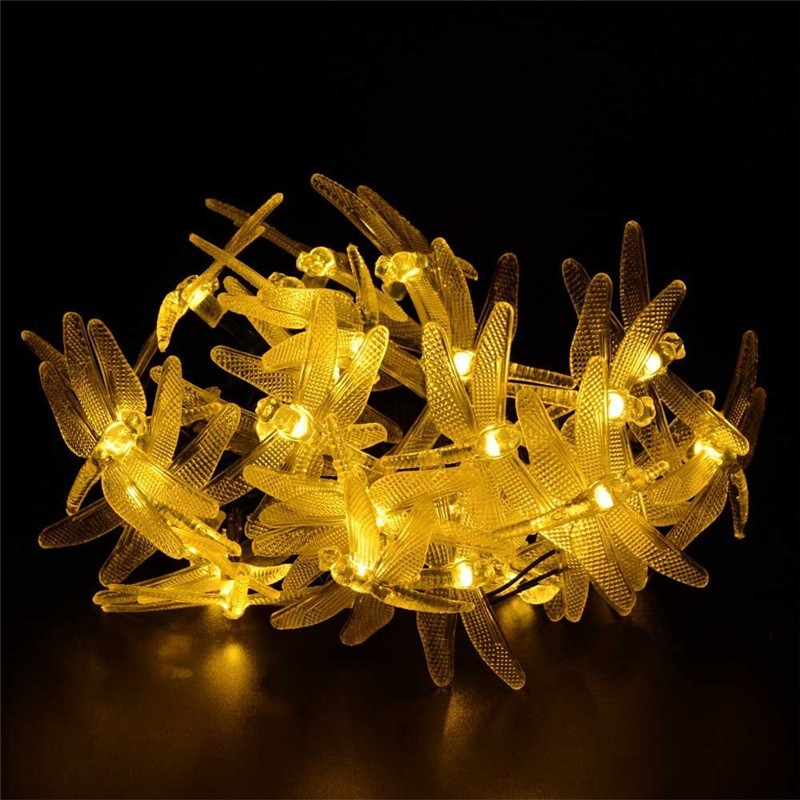 Outdoor solar LED dragonfly string lights 5m 20 LED waterproof — view 2