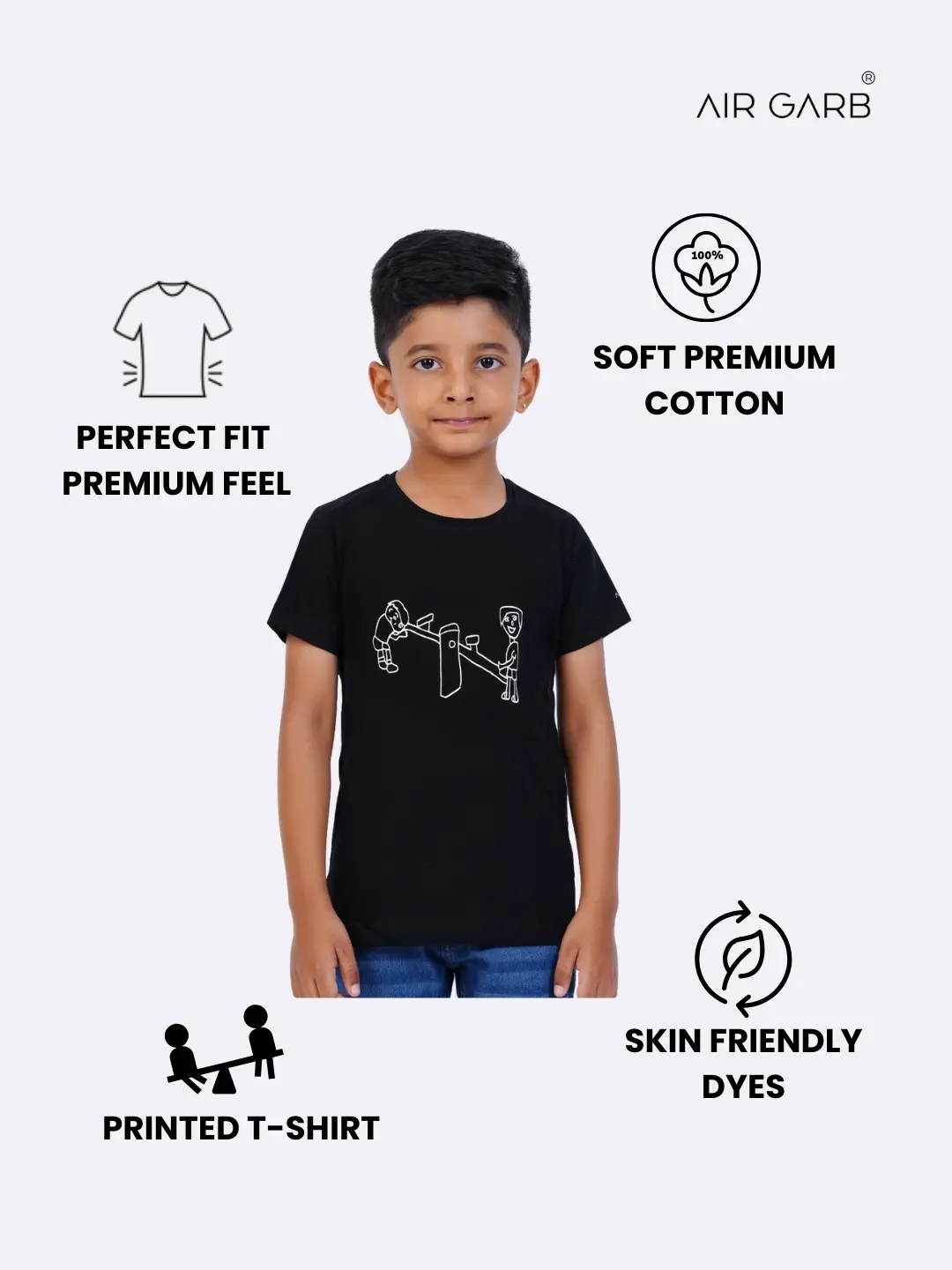 Unisex kids t-shirt with vibrant graphic print for summer wear