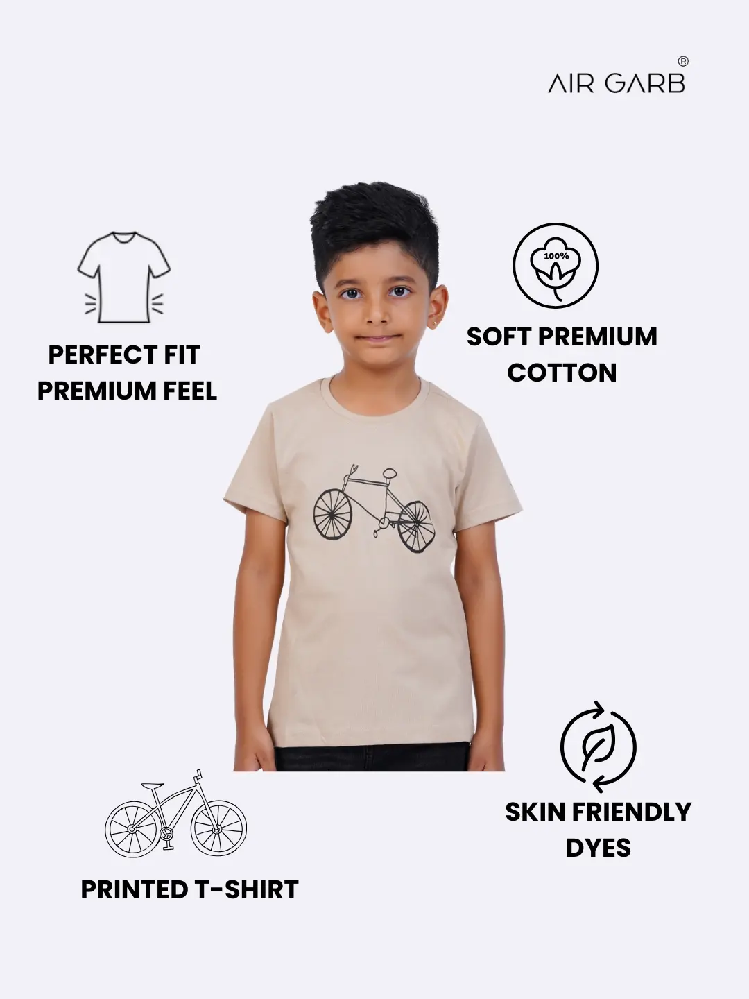Soft printed t-shirt for boys and girls in breathable fabric