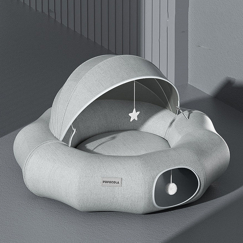 Foldable donut shape cat tunnel and crawl shelter