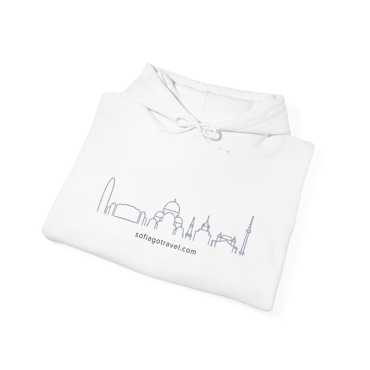 City Skyline Hoodie — Minimal Black Line Landmark Graphic