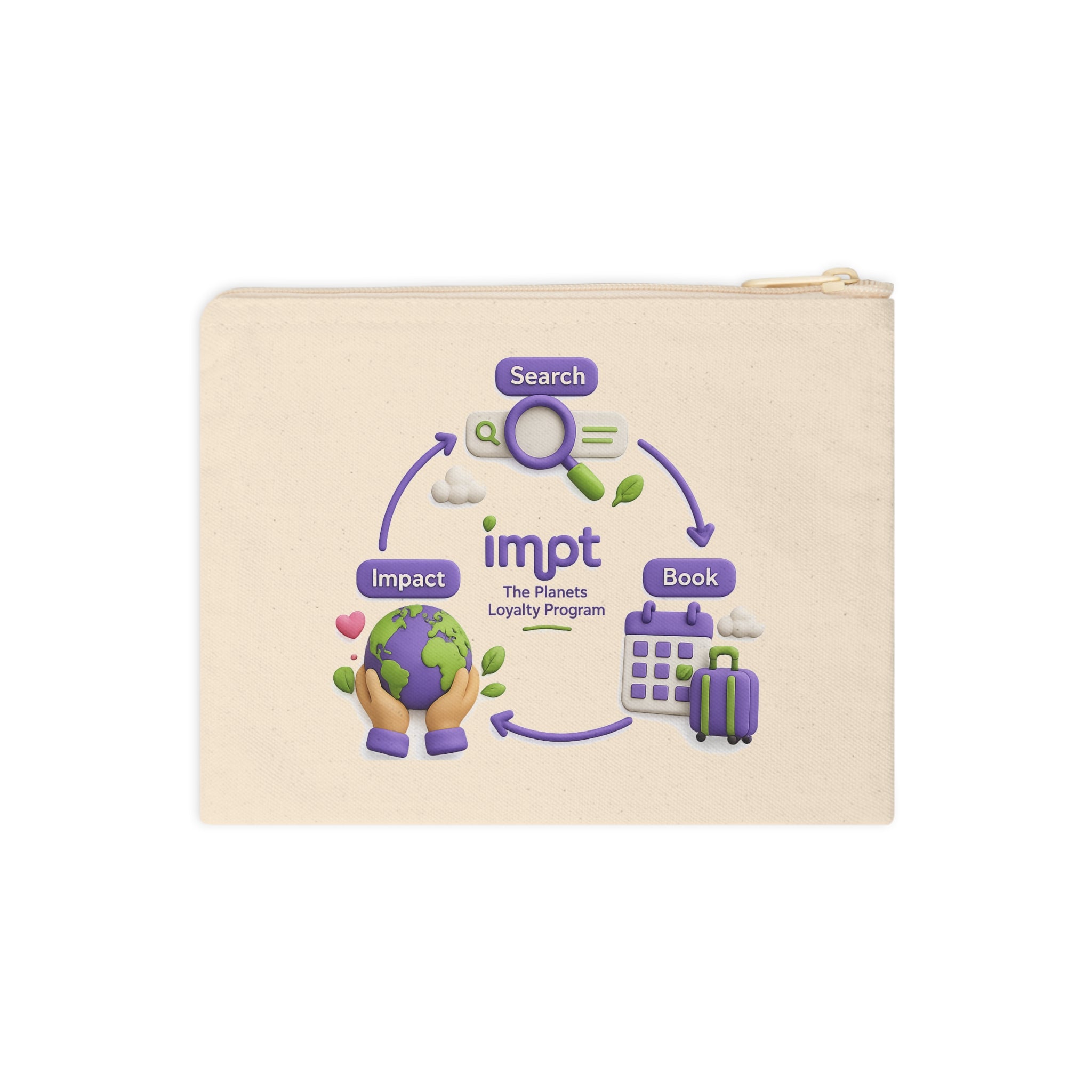Canvas Zipper Pouch — 'impt: The Planets Loyalty Program' Travel & Eco Logo Accessory Bag