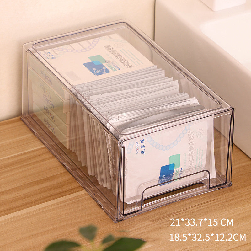 Acrylic cosmetic and mask storage drawer organizer — view 6