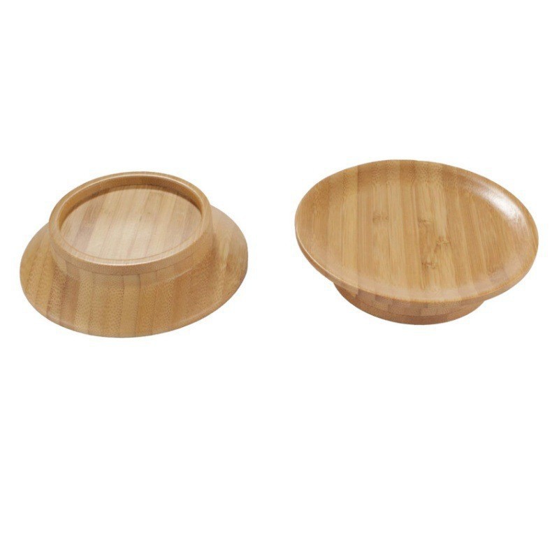 Bamboo wine cup lid and dual-use coaster on kitchen counter — view 5