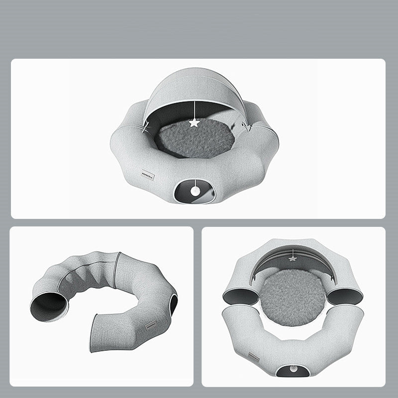 Foldable donut shape cat tunnel and crawl shelter — view 4