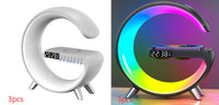 G shaped LED lamp with bluetooth speaker and wireless charger — view 6