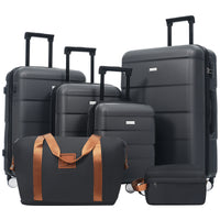 Charcoal 6-piece hardshell luggage set with spinner wheels and password lock