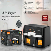 European double lining dual basket air fryer with two drawers