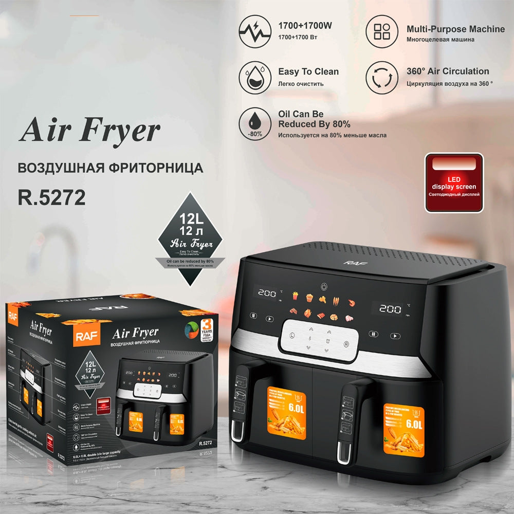 European double lining dual basket air fryer with two drawers