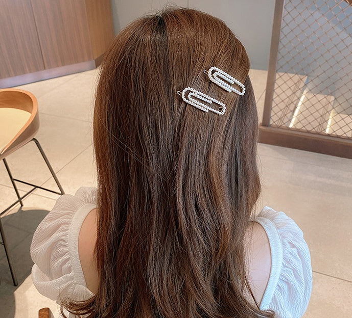 Pearl hair clip set with faux pearl accented bobby pins — view 2