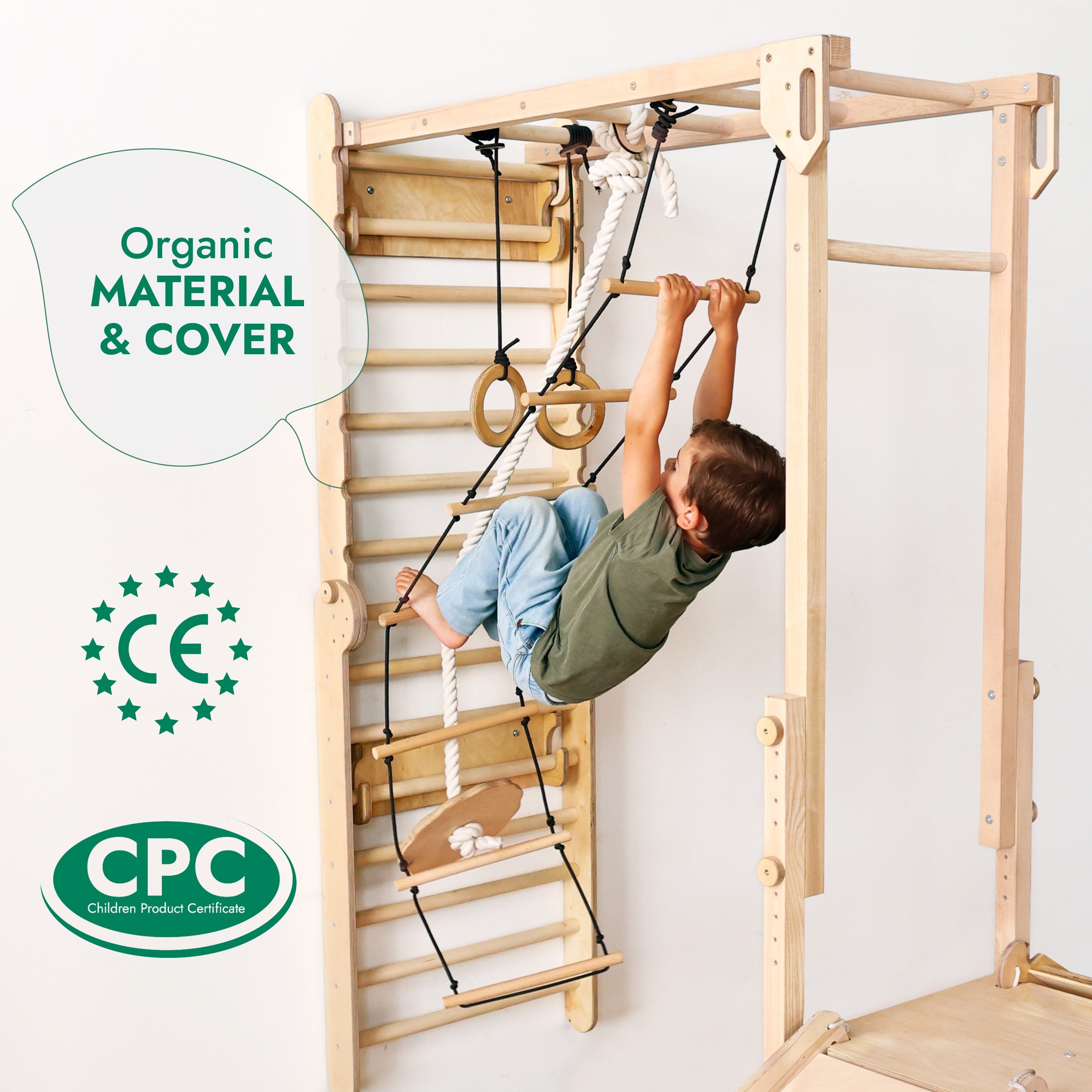 7in1 Swedish Walls + Monkey Bars + Swing Set + Slide Board + Ramp-2