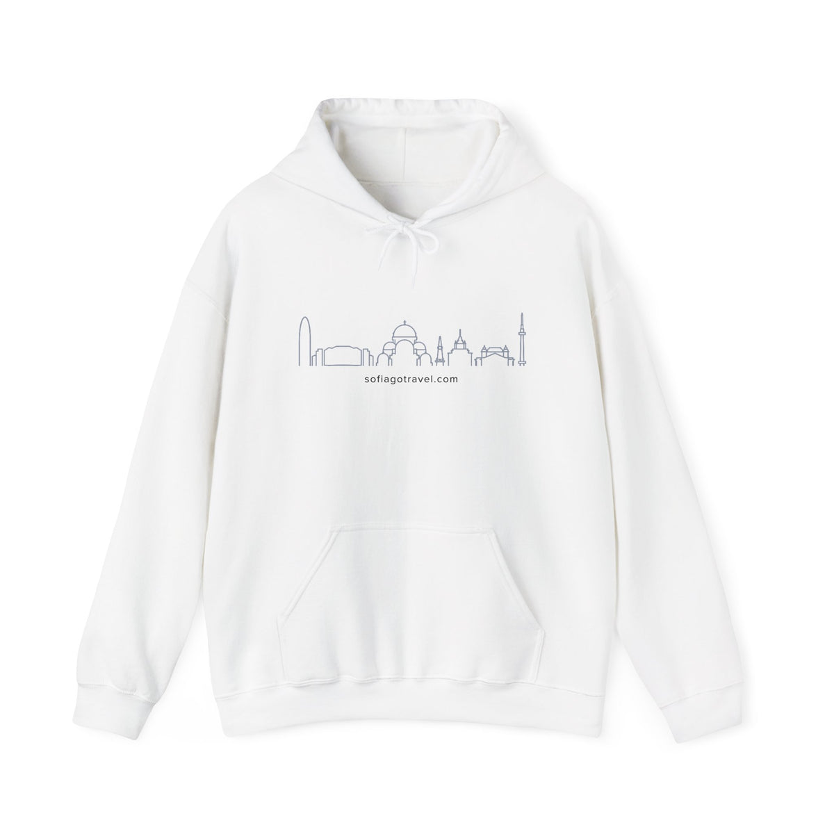 City Skyline Hoodie — Minimal Black Line Landmark Graphic