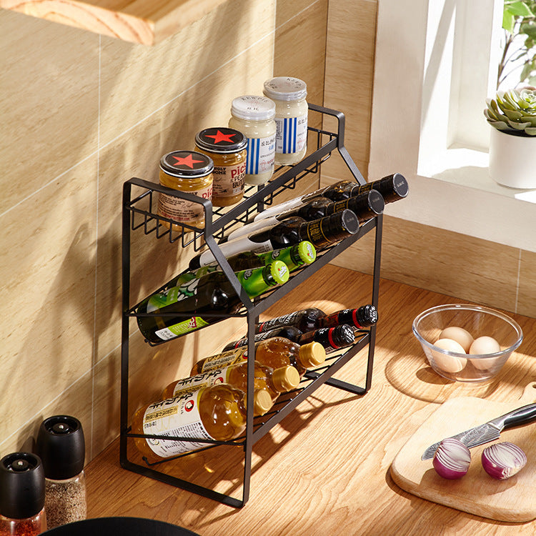 European style multi-layer tiered spice rack with labelled jars — view 6