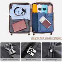 Three piece hardshell luggage set in grey and green with TSA lock — view 5