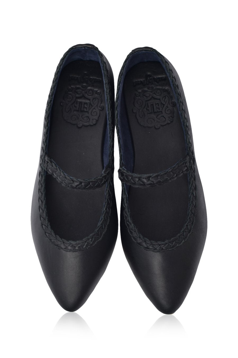 Amara Pointed Toe Leather Flats with Braids
