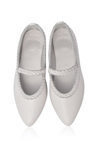 Amara Pointed Toe Leather Flats with Braids
