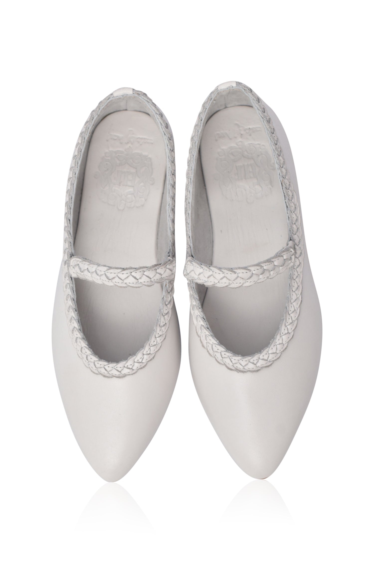 Amara Pointed Toe Leather Flats with Braids