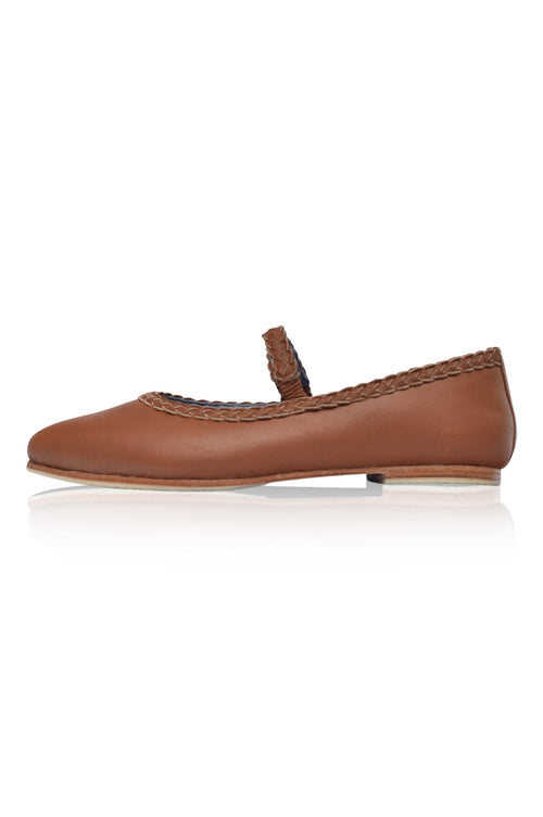 Amara Pointed Toe Leather Flats with Braids
