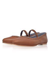 Amara Pointed Toe Leather Flats with Braids
