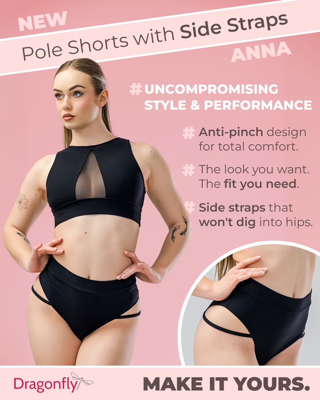 Pole Shorts with Side Straps - Anna