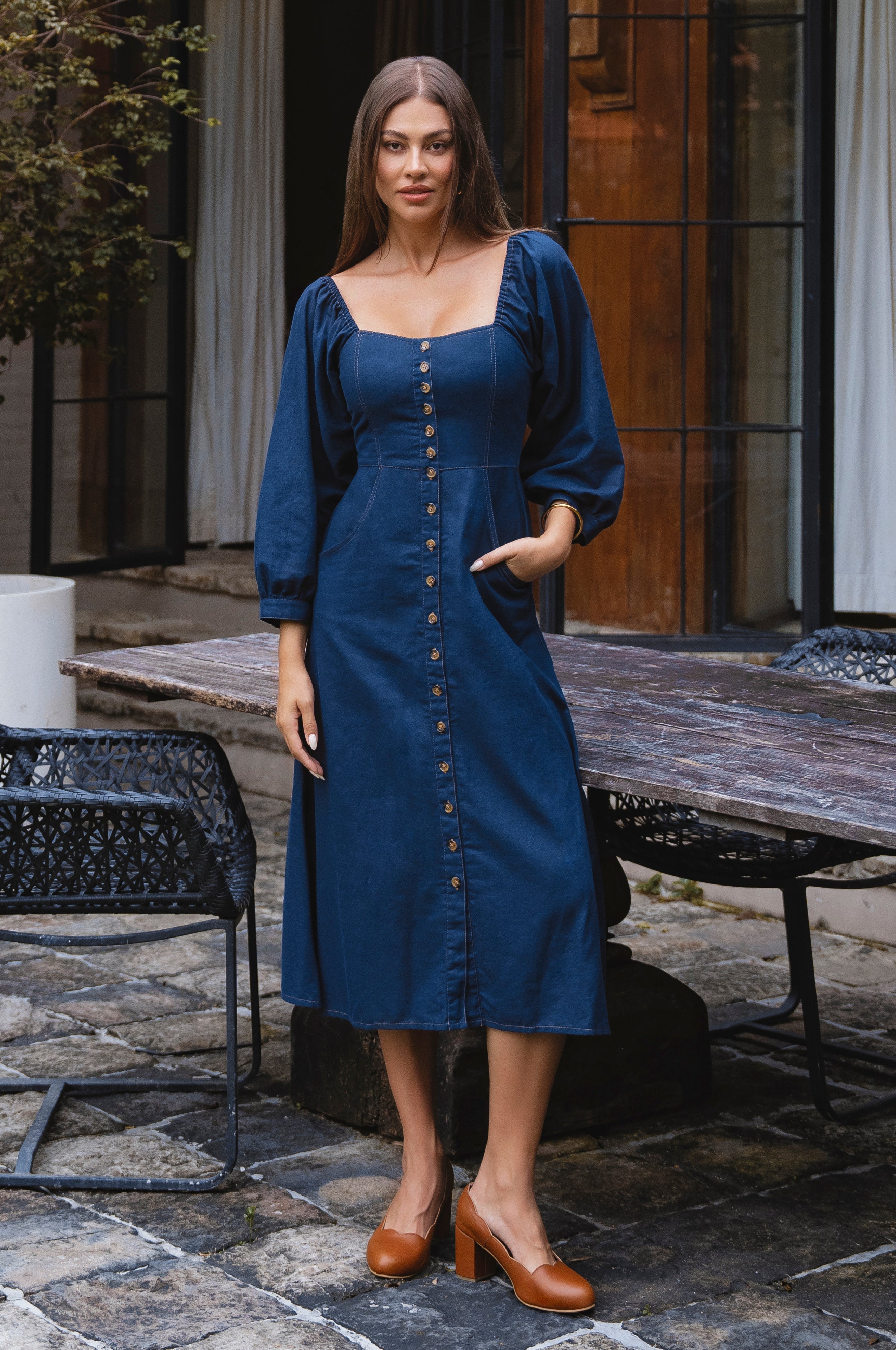Avignon Button Down Long Sleeve Dress