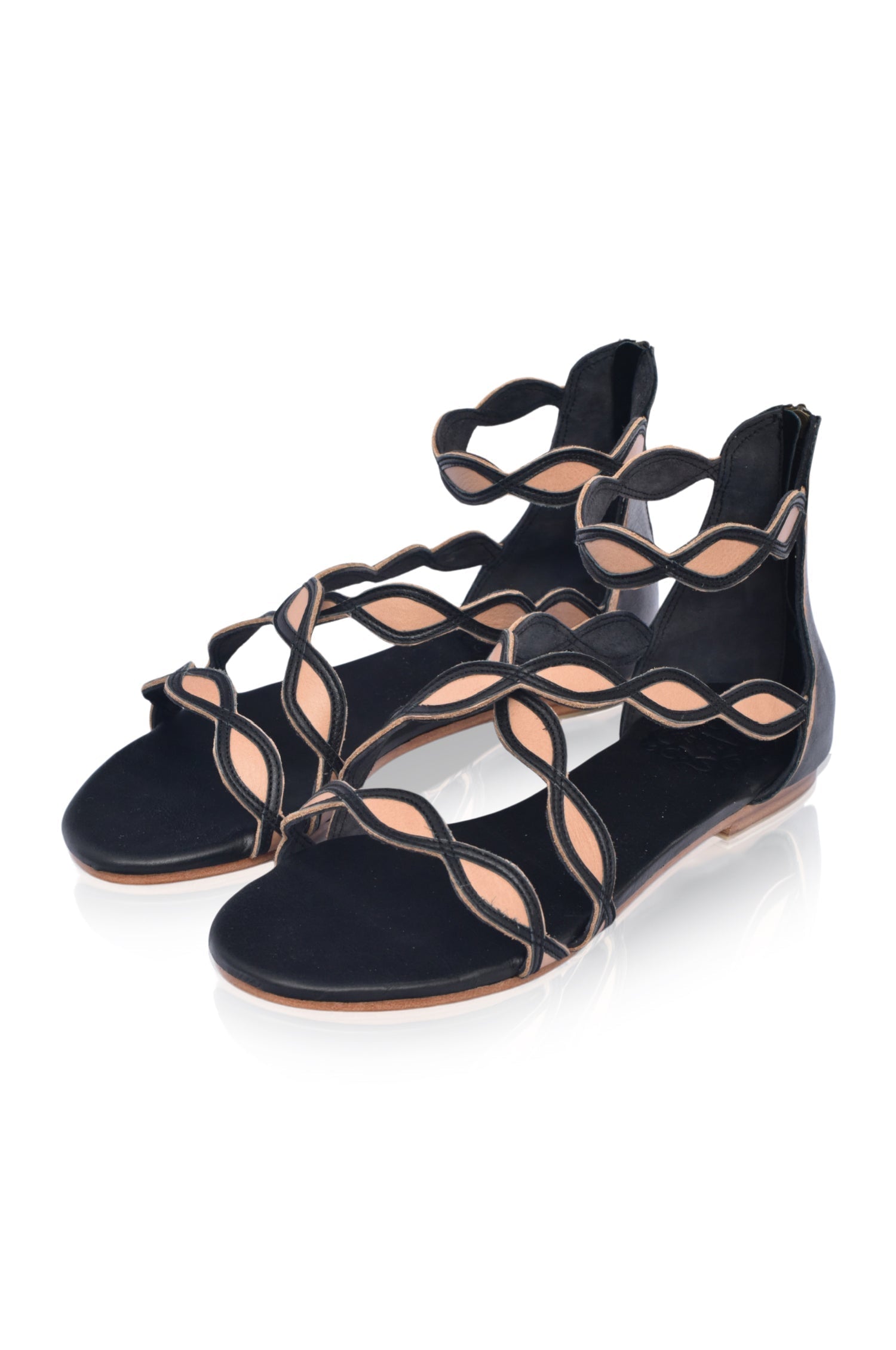 Blossom Scalloped Leather Sandals
