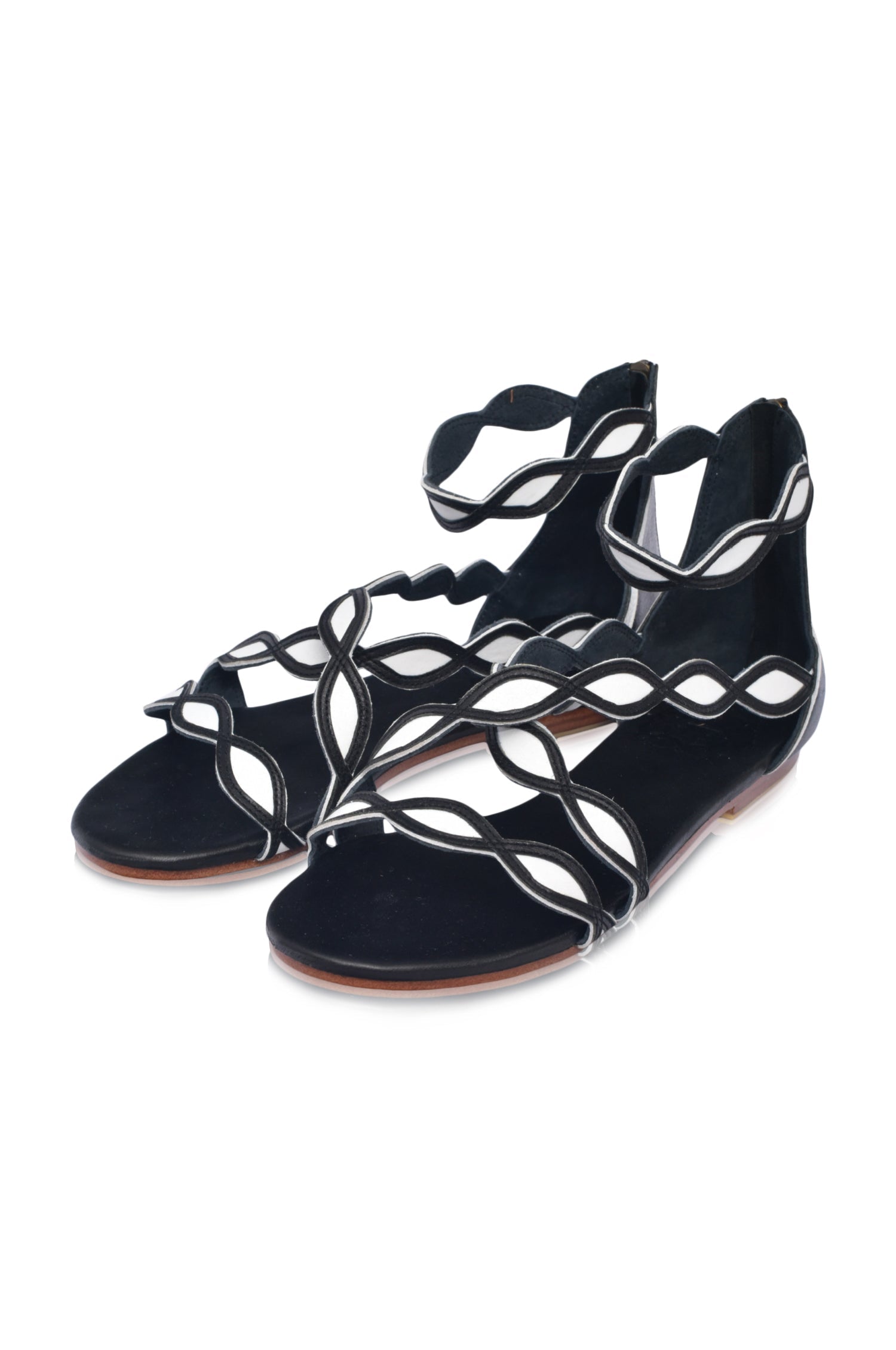Blossom Scalloped Leather Sandals