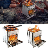 Wood Burning Camp Stove Folding Stainless Steel BBQ Outdoor Survival