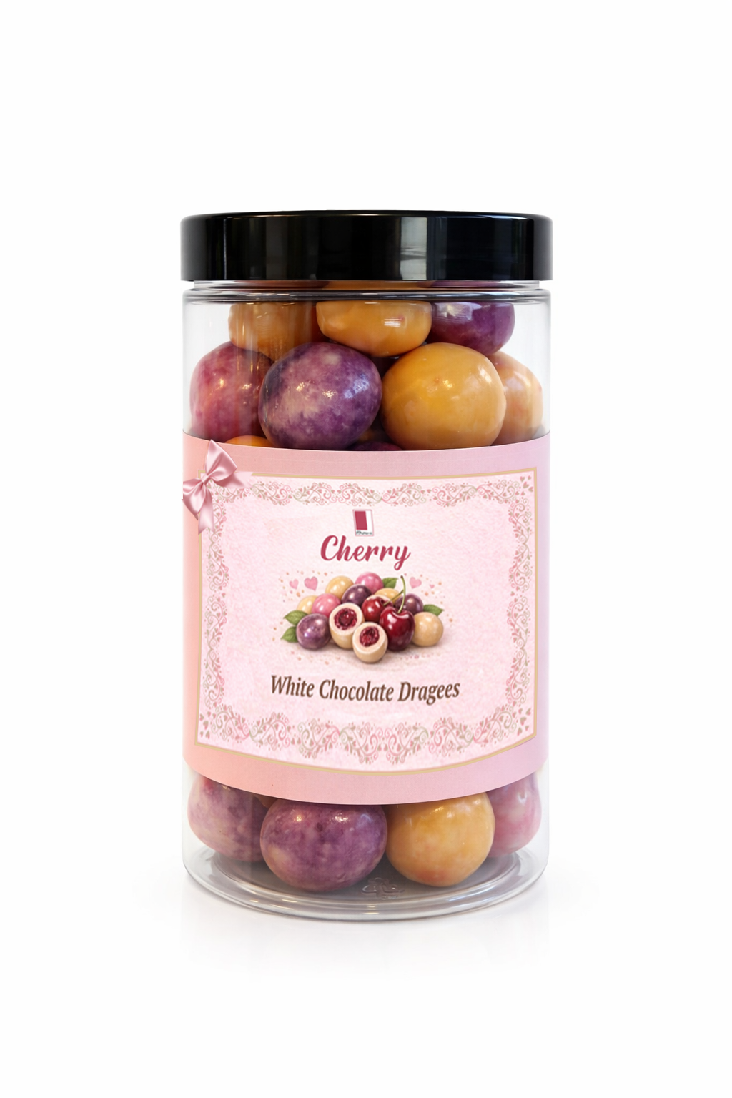 White Chocolate Coated Coloured Cherries, Palm Oil Free, 215g-0