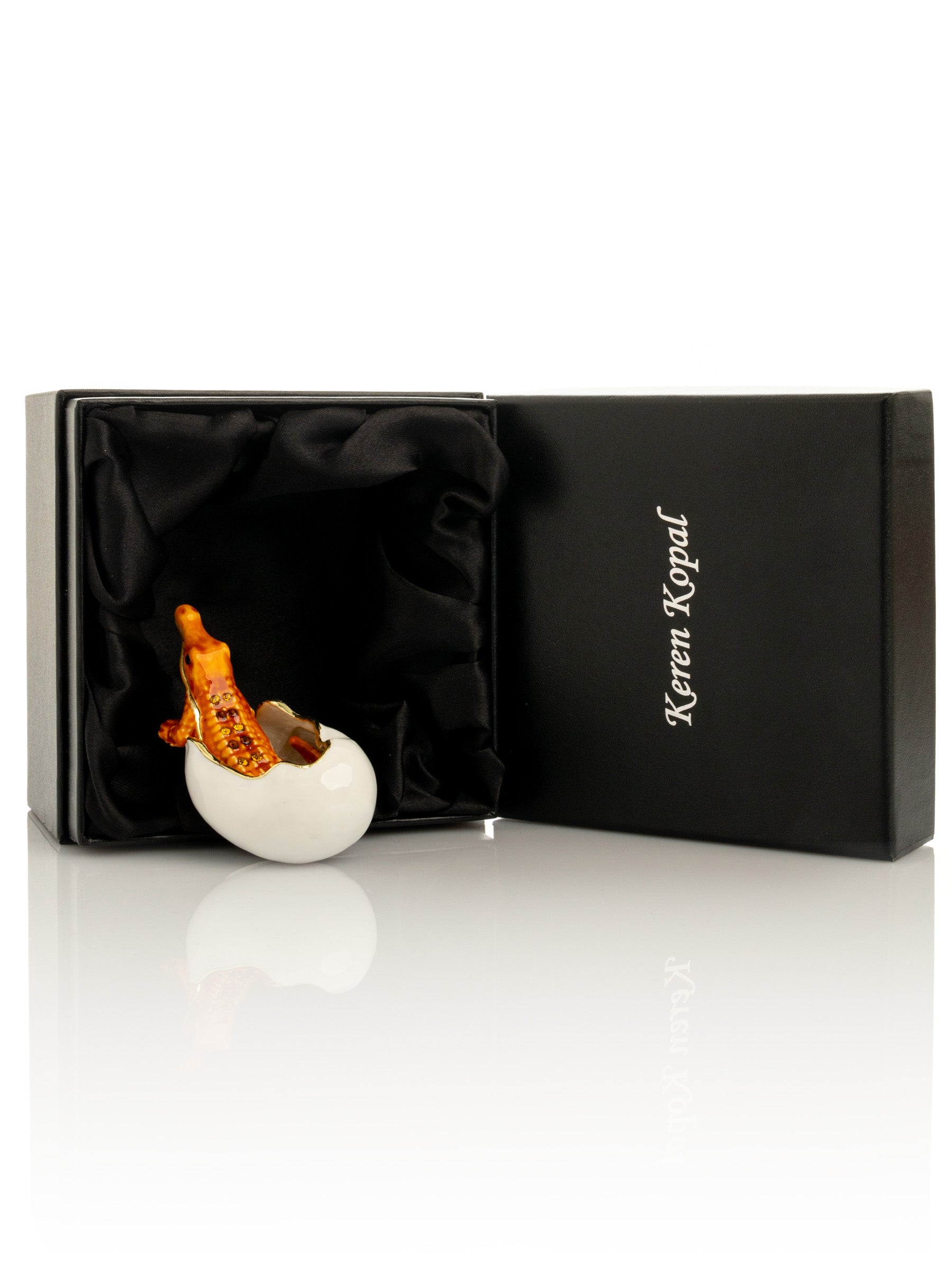 Orange Crocodile hatching from egg trinket box-3