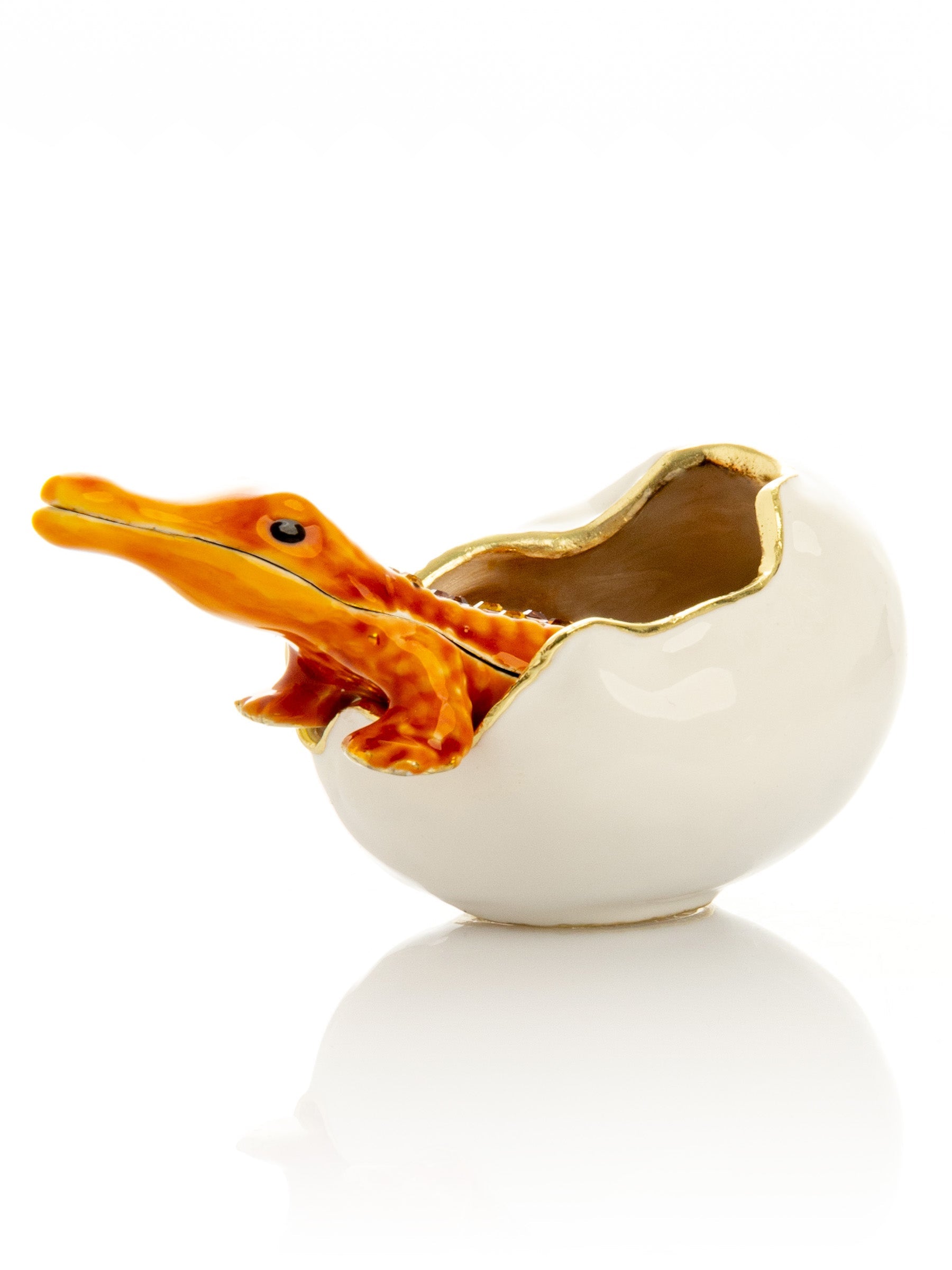 Orange Crocodile hatching from egg trinket box-0