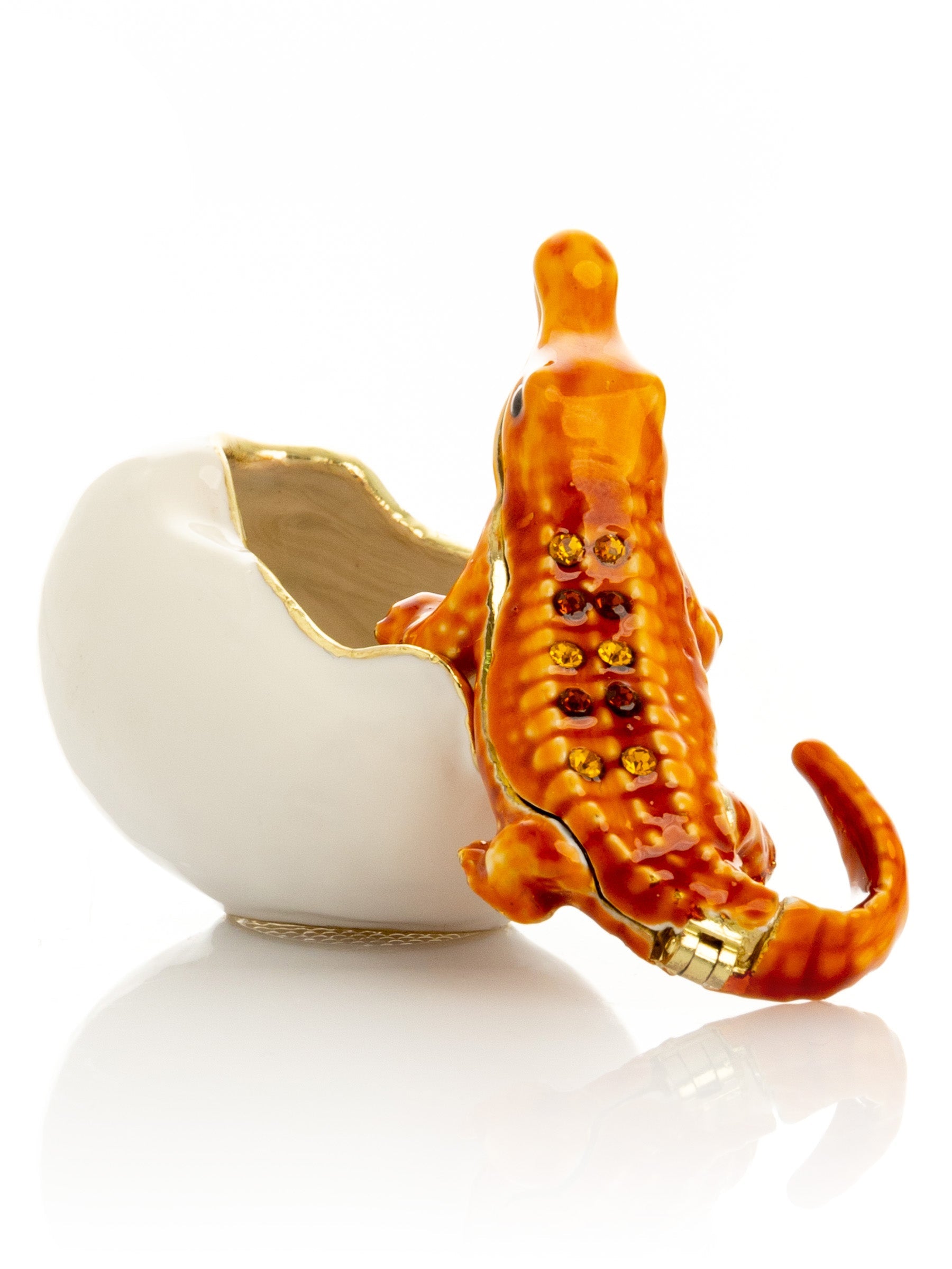 Orange Crocodile hatching from egg trinket box-4