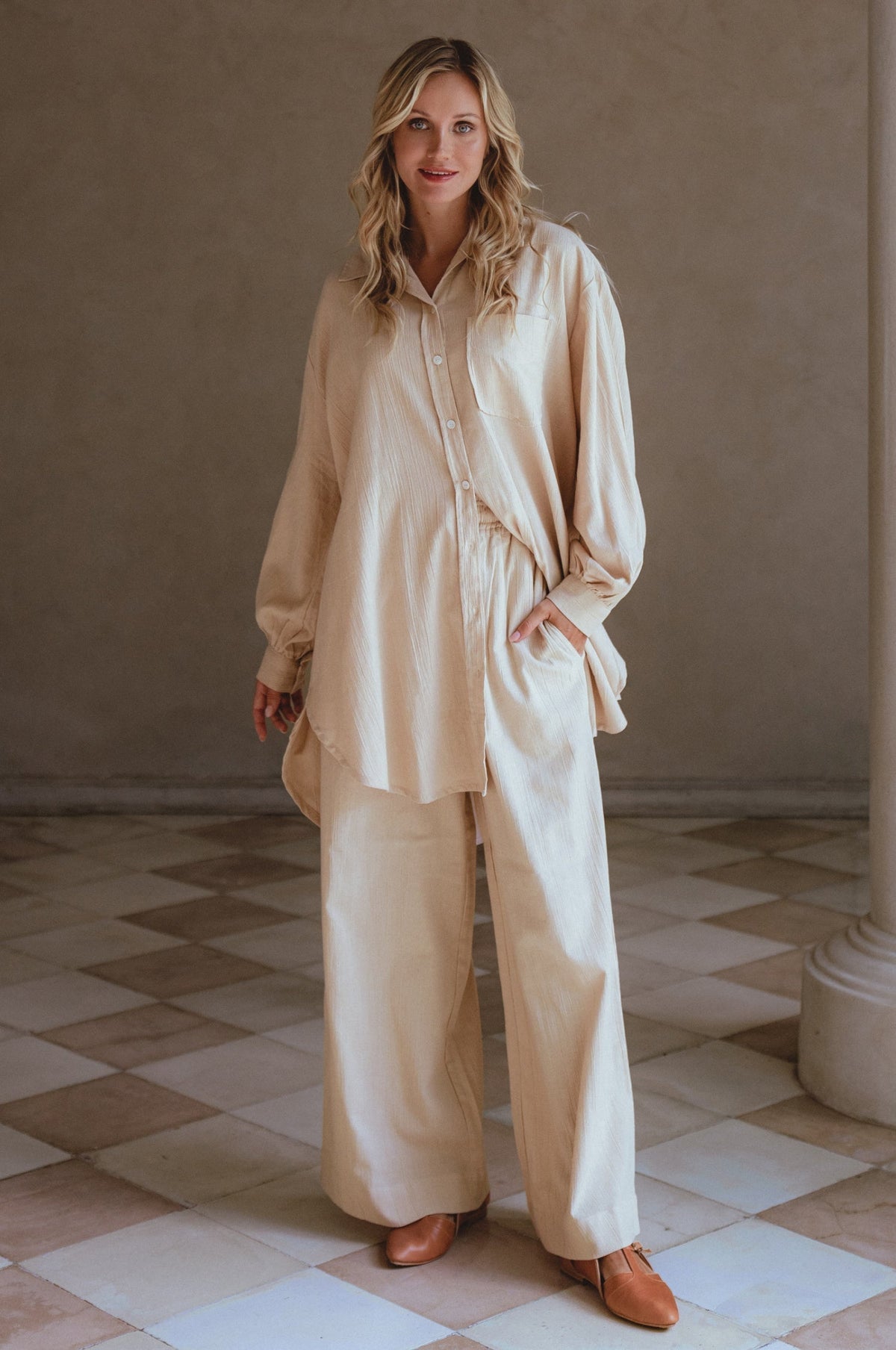 Calin Wide Leg Linen Pants (Sale)