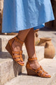 Charm Leather Wedge Sandals