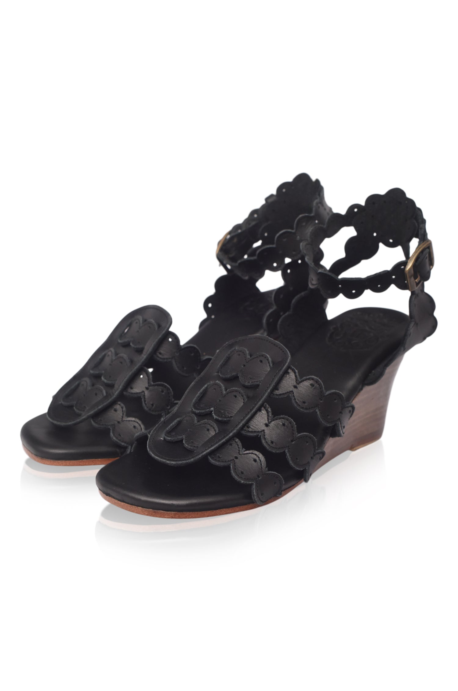 Charm Leather Wedge Sandals (Sz. 8.5)