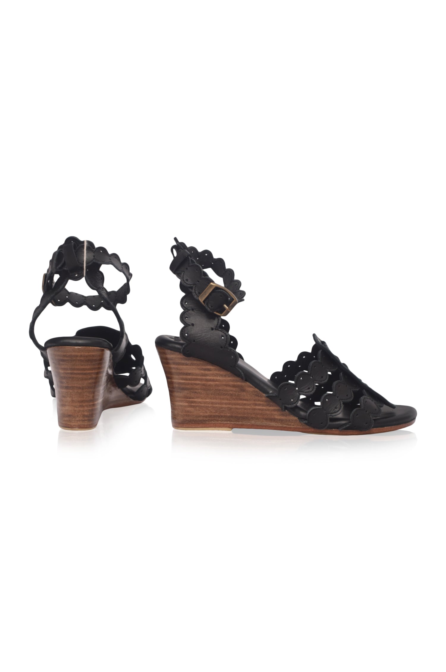 Charm Leather Wedge Sandals (Sz. 8.5)