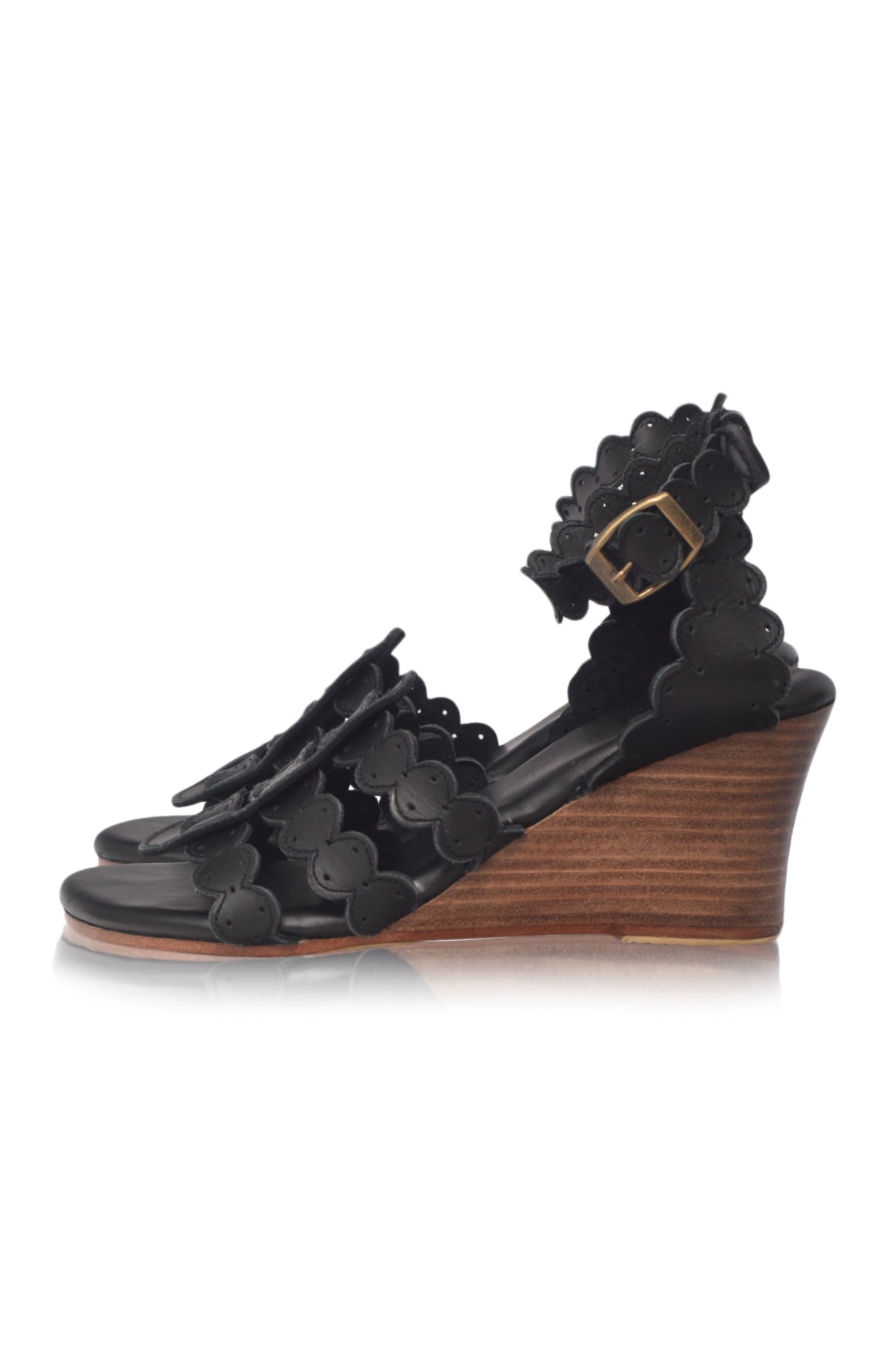 Charm Leather Wedge Sandals