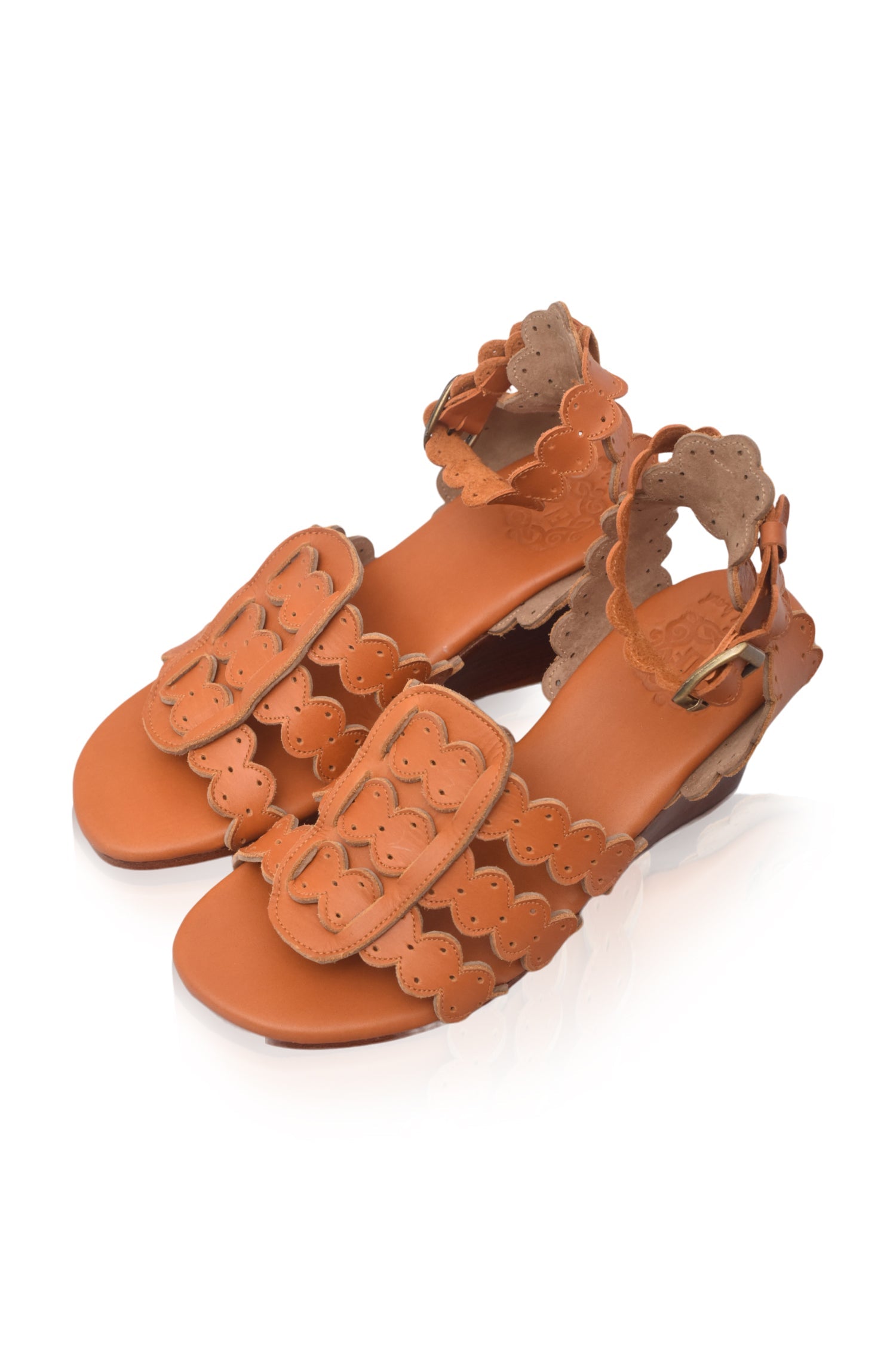 Charm Leather Wedge Sandals