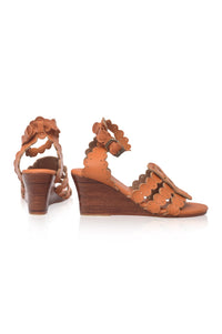 Charm Leather Wedge Sandals