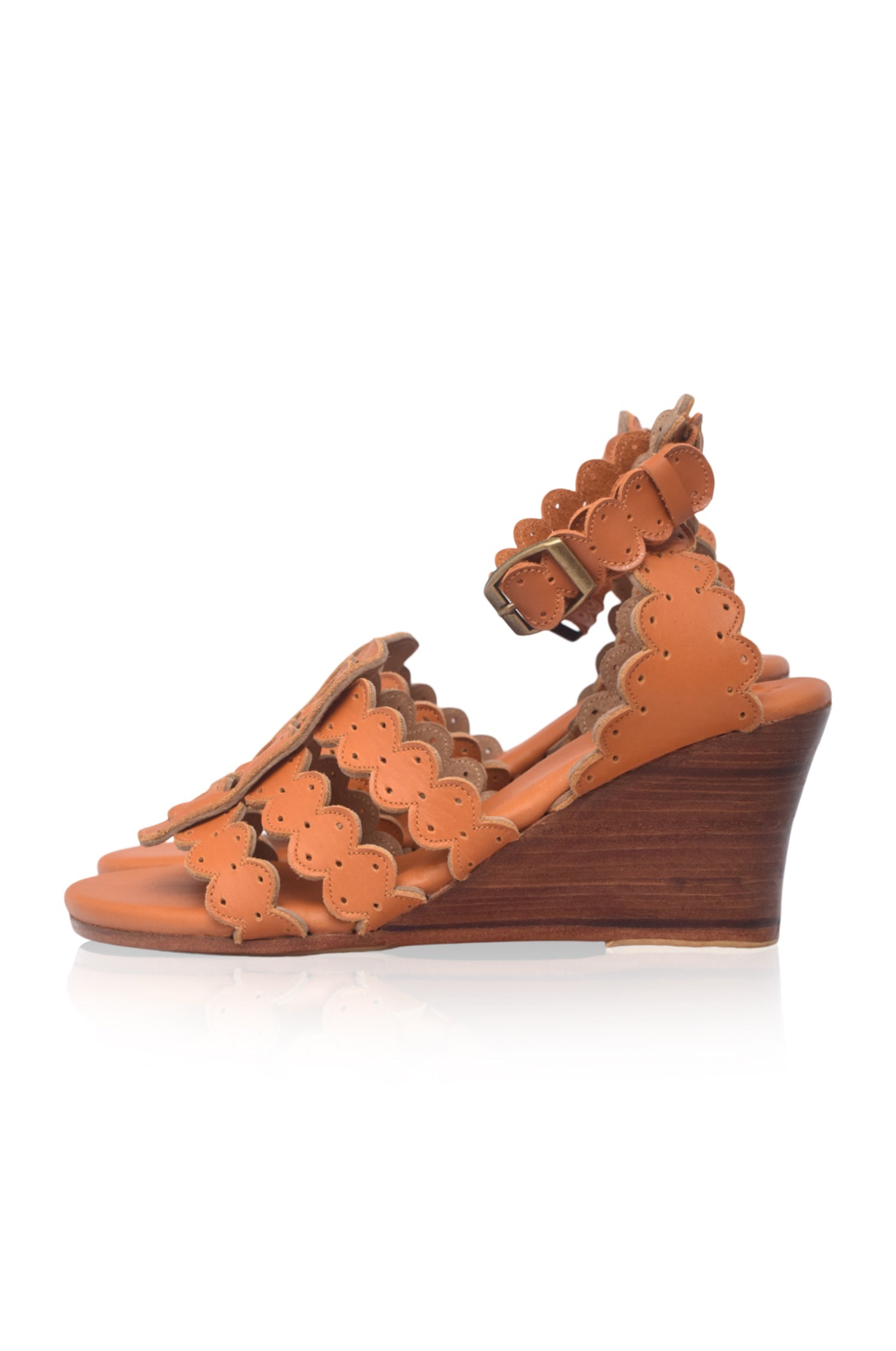 Charm Leather Wedge Sandals
