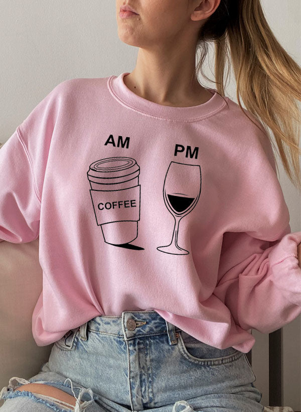 "Coffee & Wine" Graphic Sweatshirt