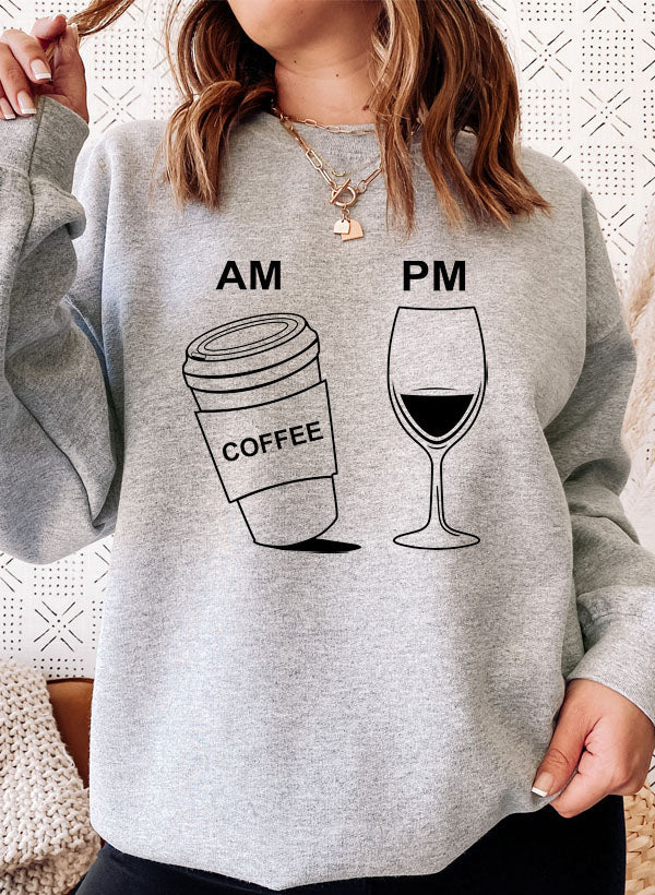 "Coffee & Wine" Graphic Sweatshirt