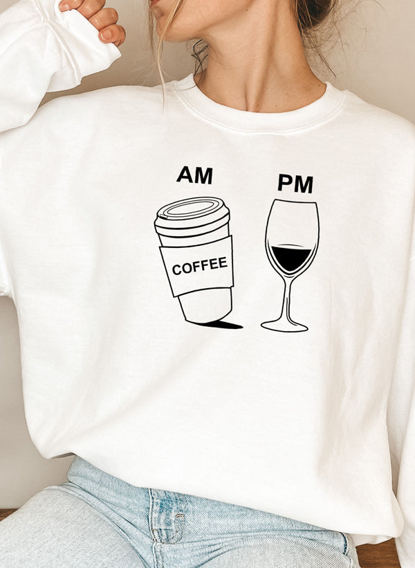 "Coffee & Wine" Graphic Sweatshirt