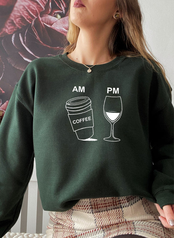 "Coffee & Wine" Graphic Sweatshirt