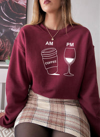 "Coffee & Wine" Graphic Sweatshirt