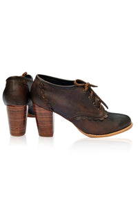 Lace Oxford Leather Heels