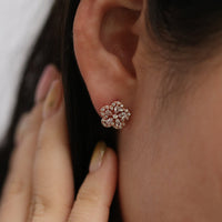Blossom flower stud earrings with cubic zirconia petals — view 3