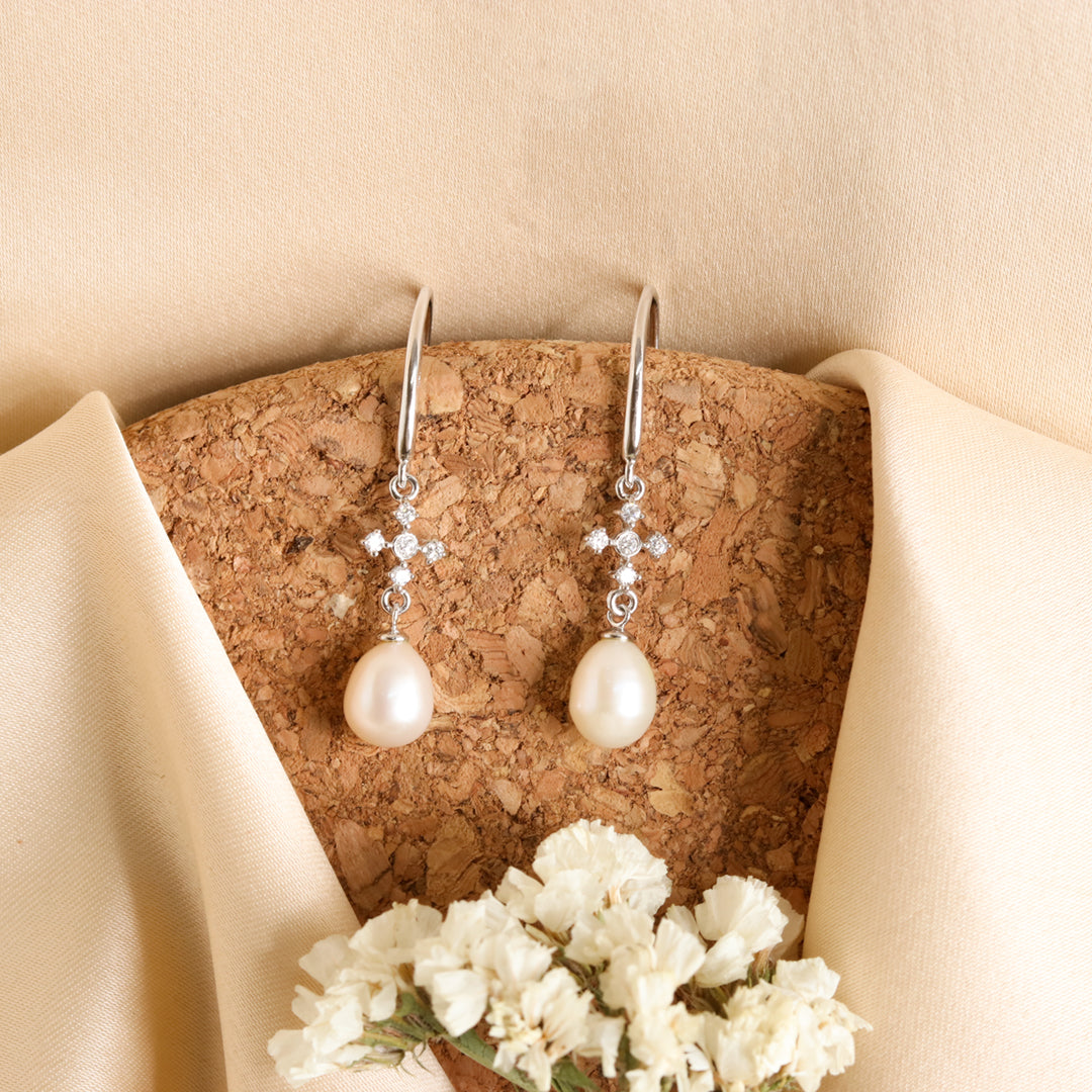 Zircon Pearl Drop Hooks-1