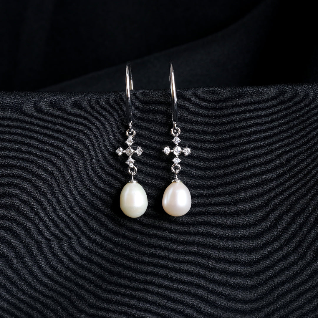 Zircon Pearl Drop Hooks-3
