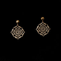 Gold-Plated Hanging Cutwork Earrings-1